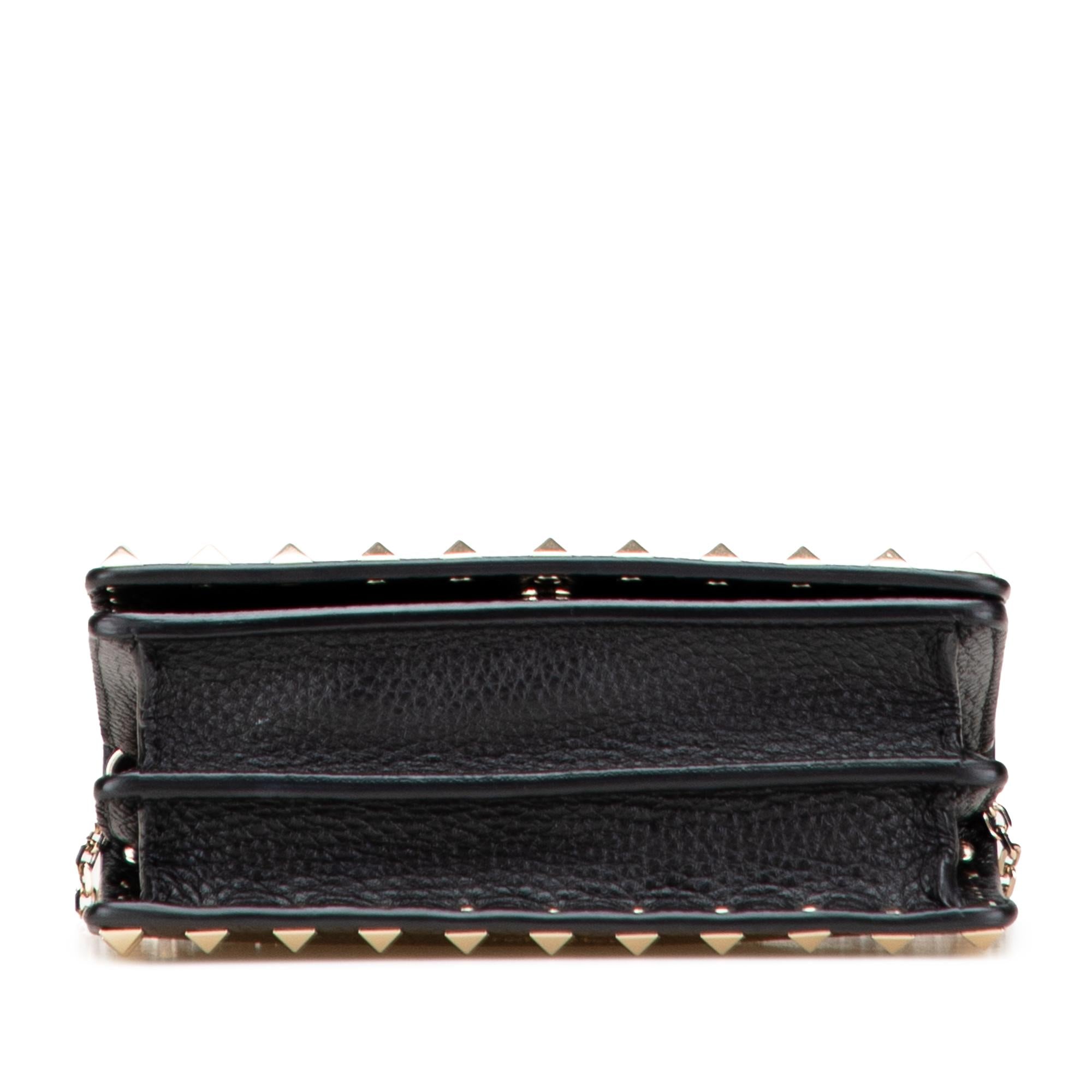 Valentino Pebbled Calfskin Rockstud Chain Wallet