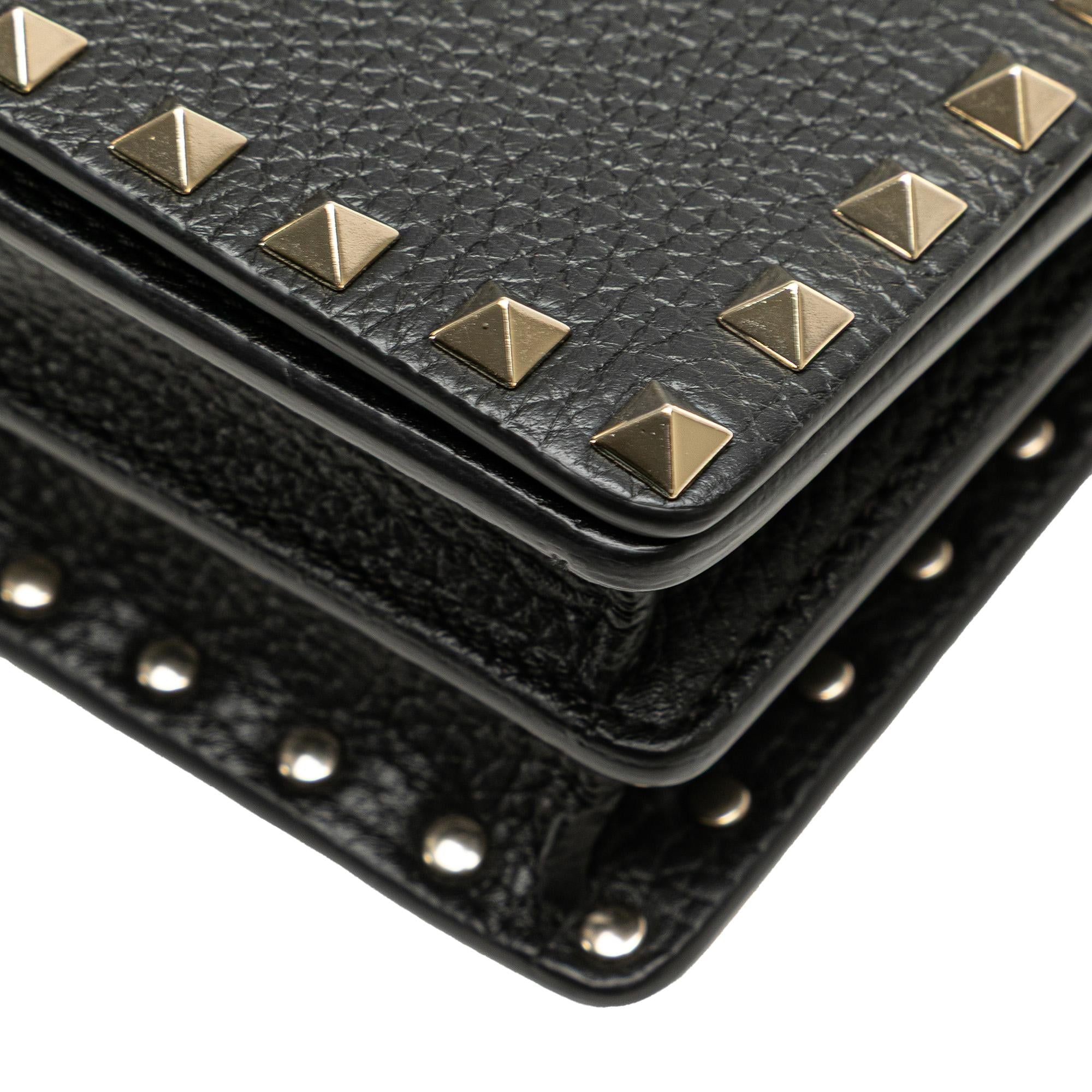 Valentino Pebbled Calfskin Rockstud Chain Wallet