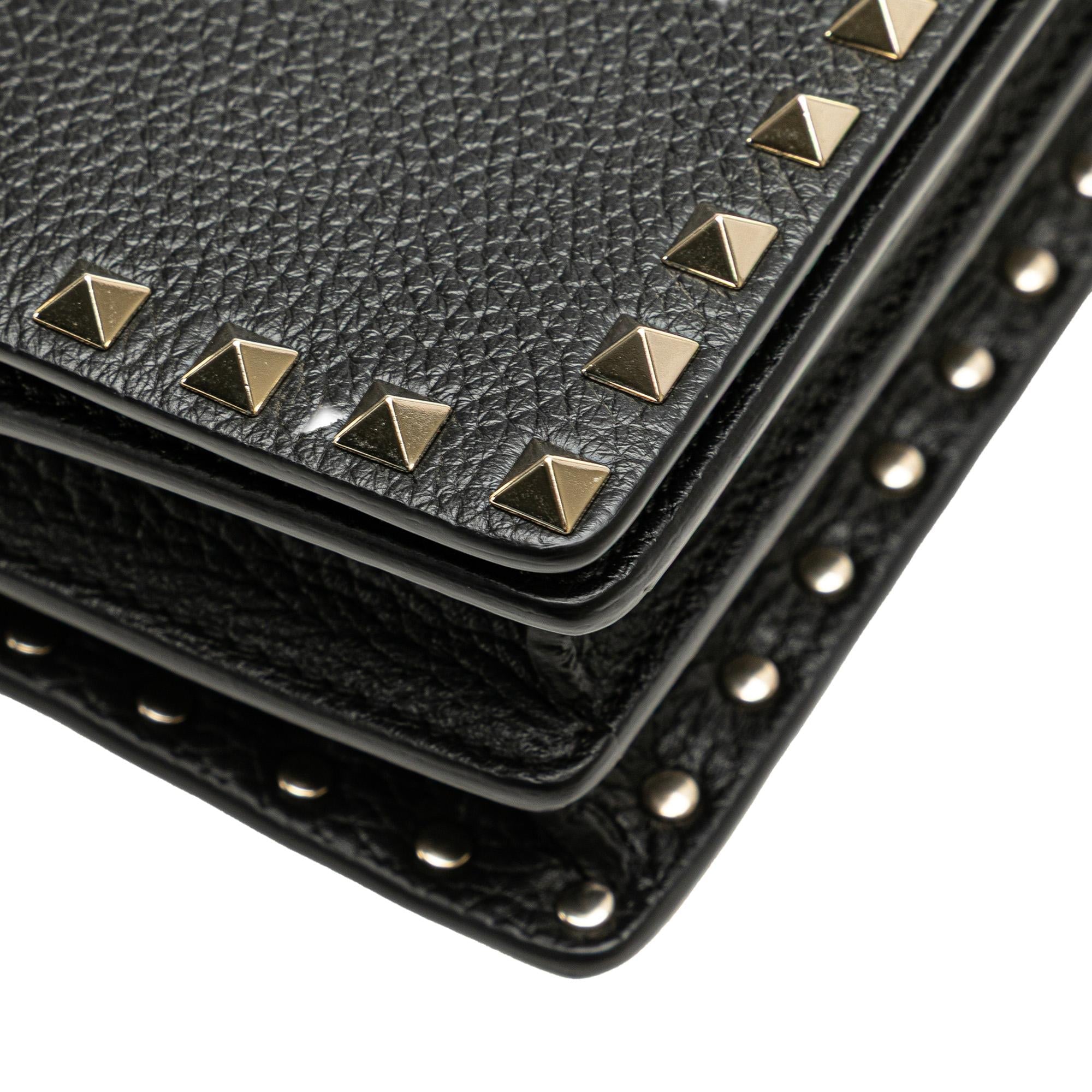 Valentino Pebbled Calfskin Rockstud Chain Wallet