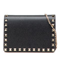 Valentino Pebbled Calfskin Rockstud Chain Wallet