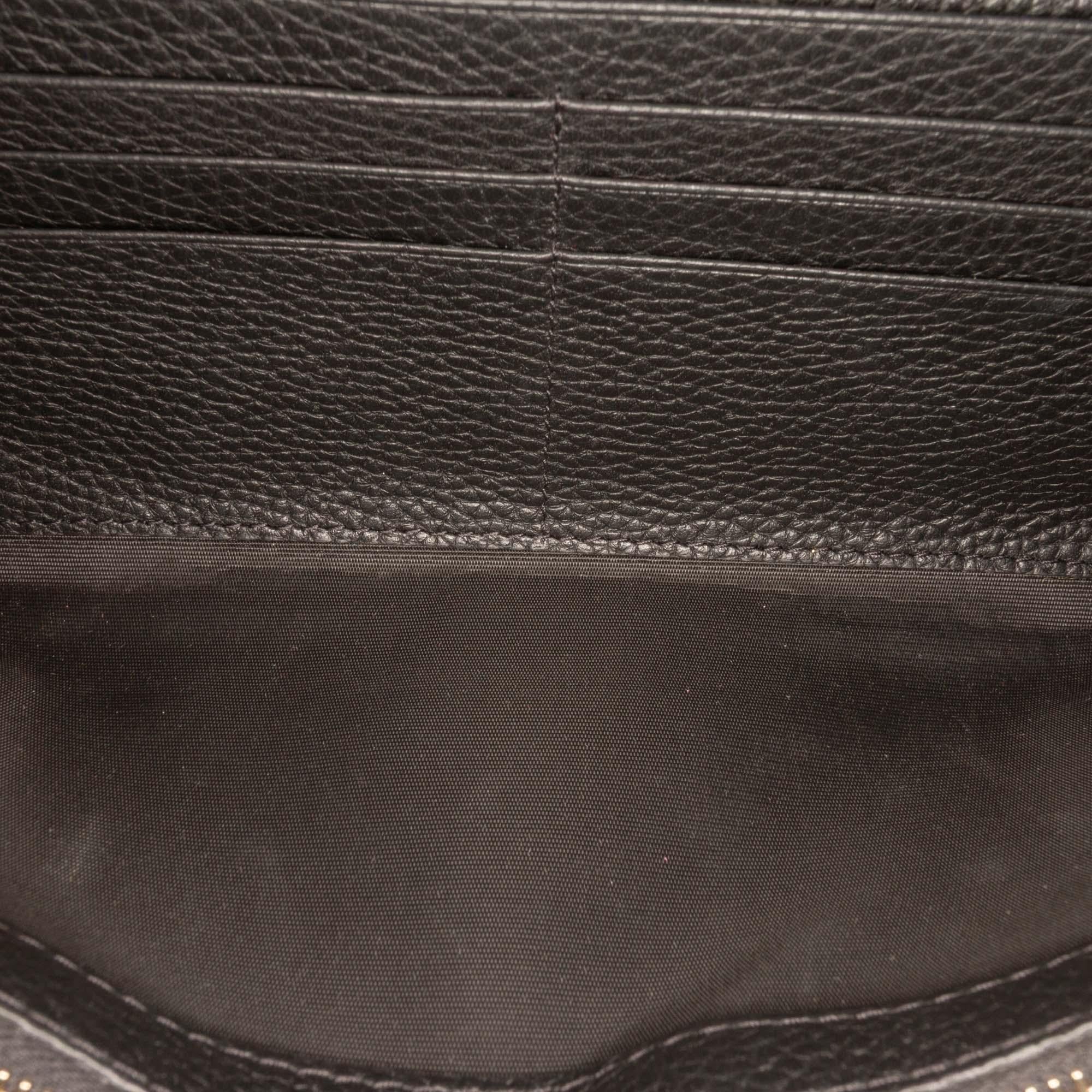 Valentino Pebbled Calfskin Rockstud Flip Lock Wallet On Chain