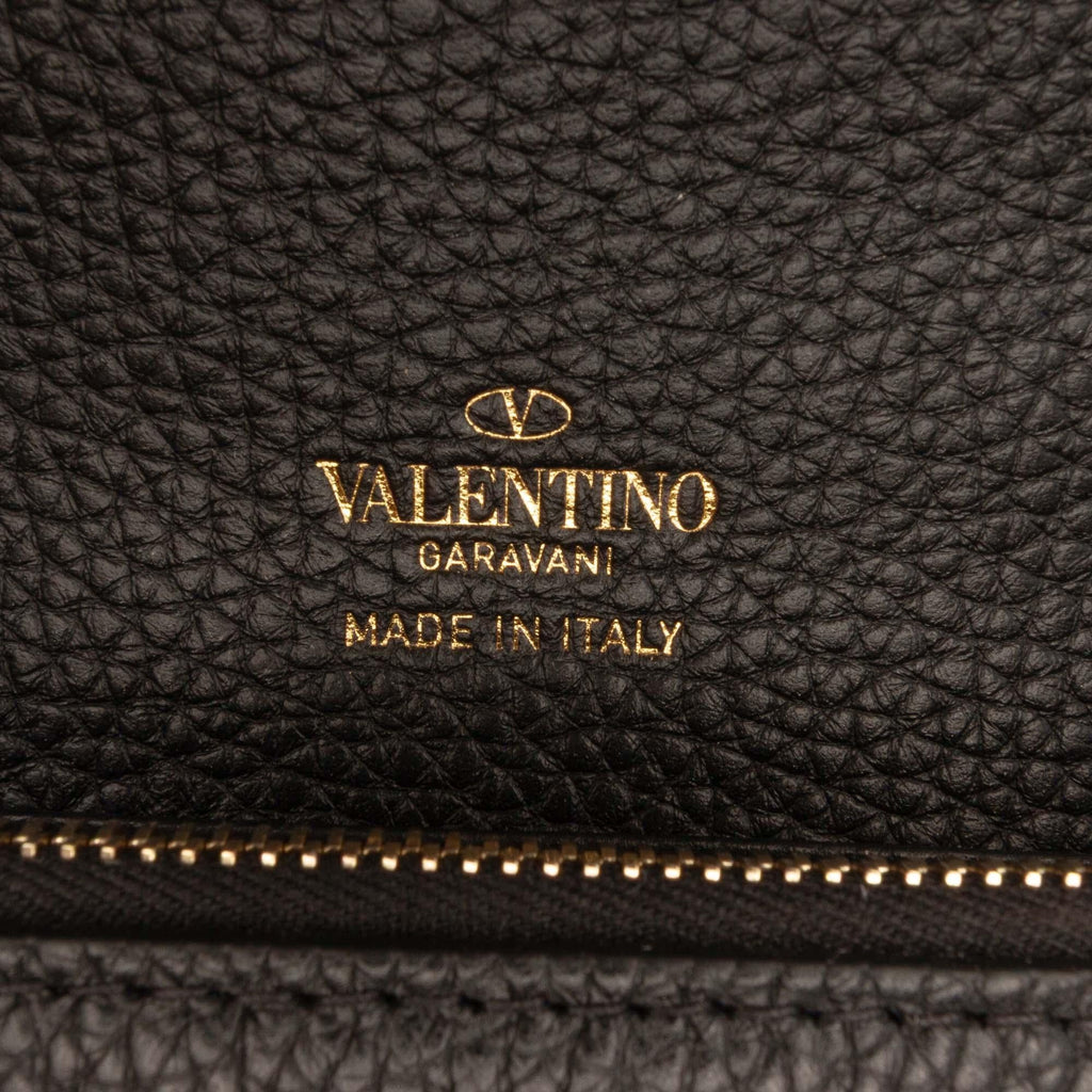 Valentino Pebbled Calfskin Rockstud Flip Lock Wallet On Chain