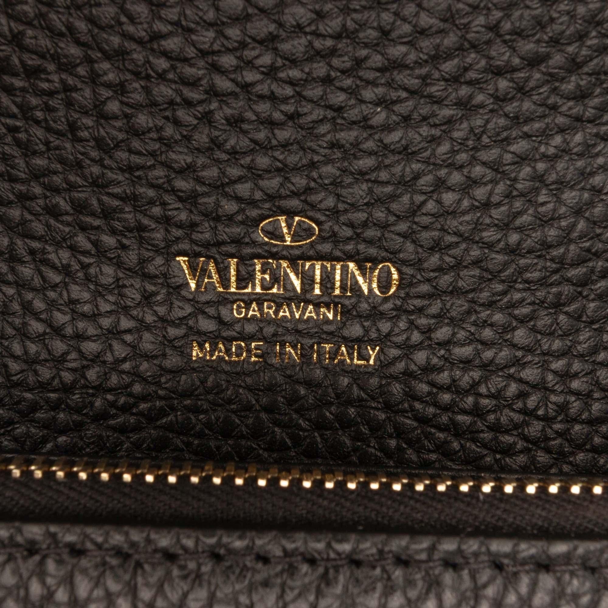 Valentino Pebbled Calfskin Rockstud Flip Lock Wallet On Chain