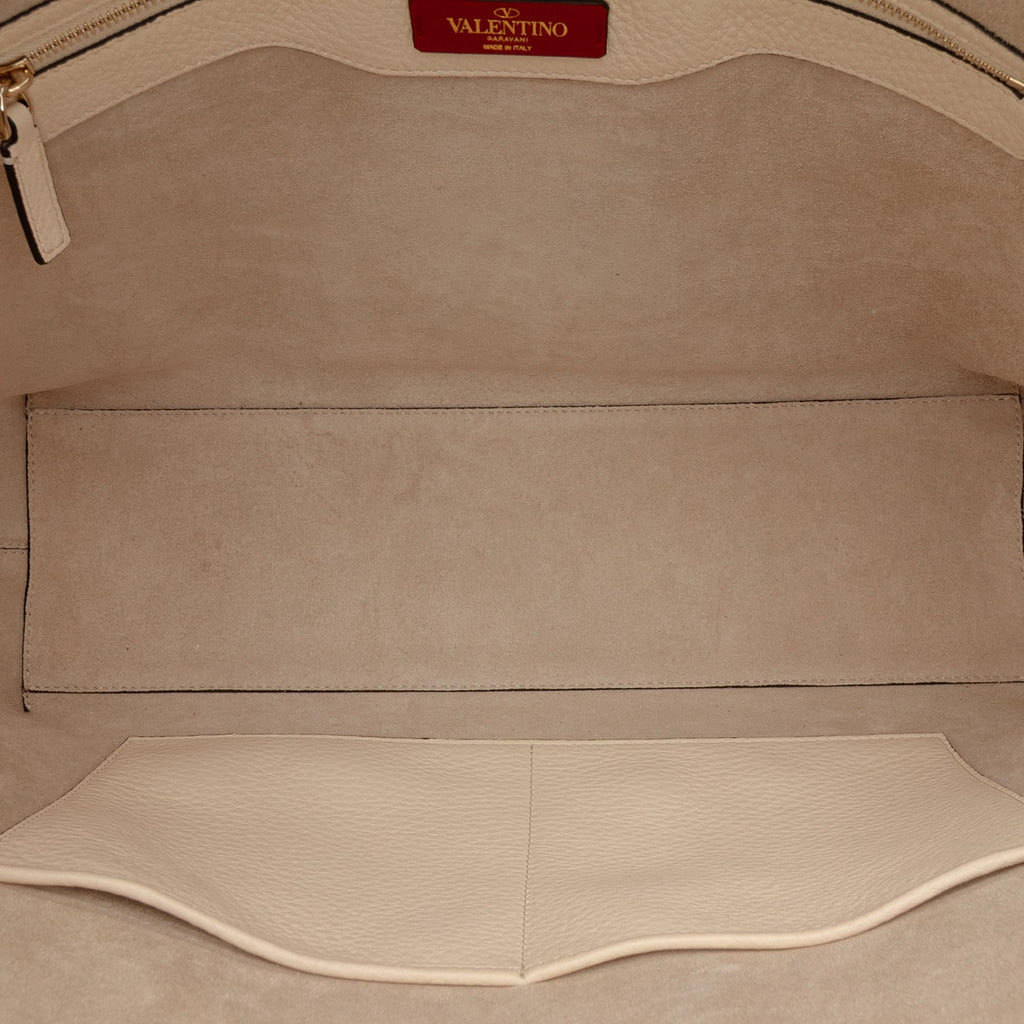 Valentino Pebbled Calfskin Rockstud Shopper Tote