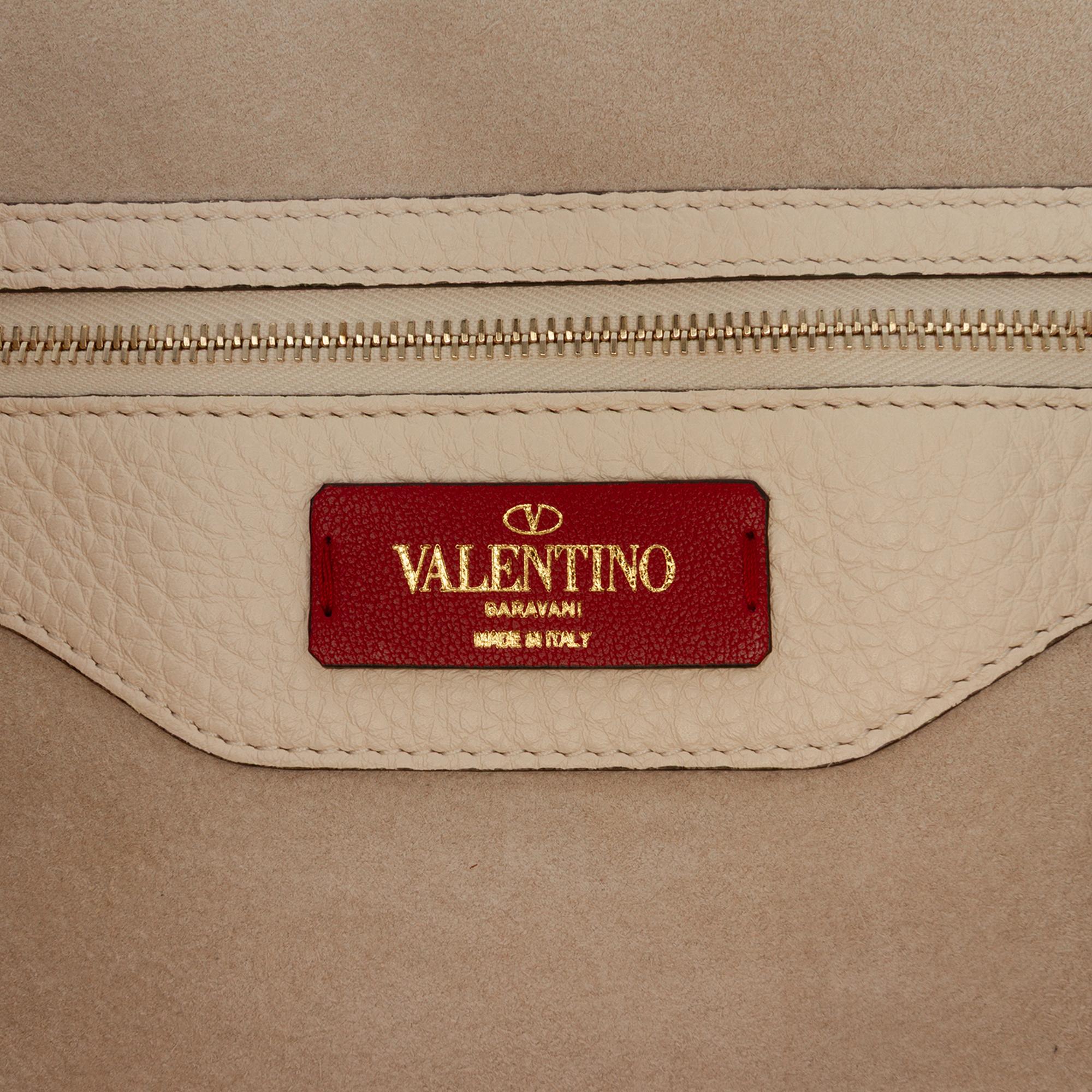 Valentino Pebbled Calfskin Rockstud Shopper Tote