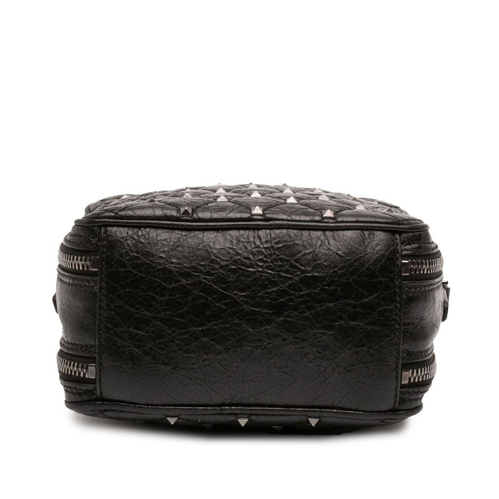 Valentino Quilted Crinkled Leather Rockstud Double Zip Camera Bag