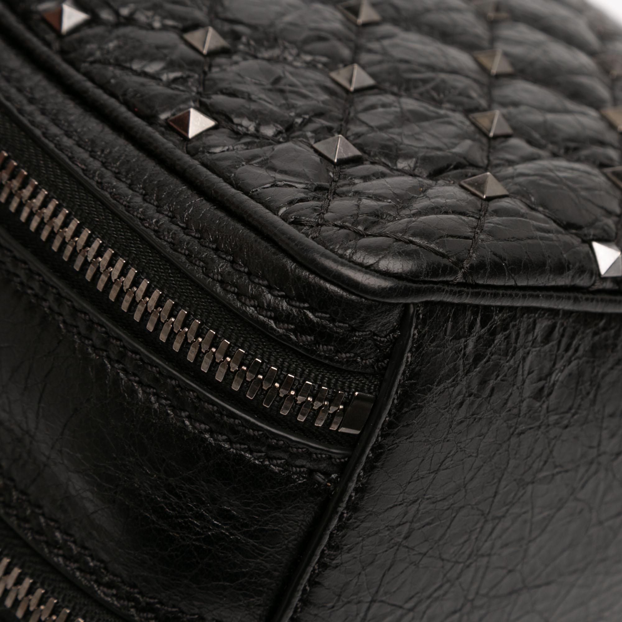 Valentino Quilted Crinkled Leather Rockstud Double Zip Camera Bag