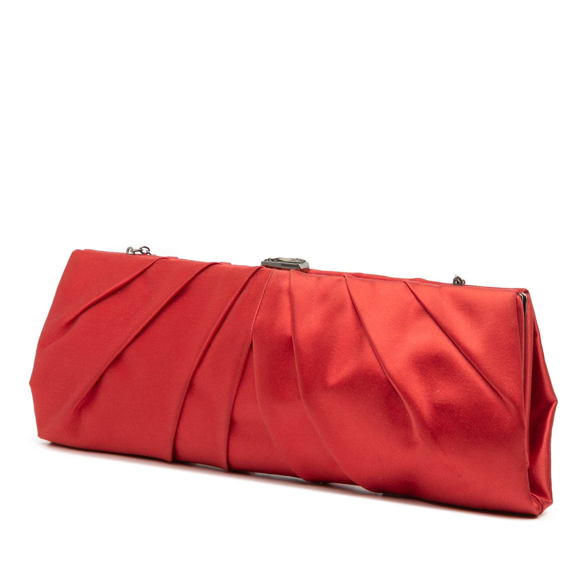 Valentino Satin Pleated Chain Evening Clutch