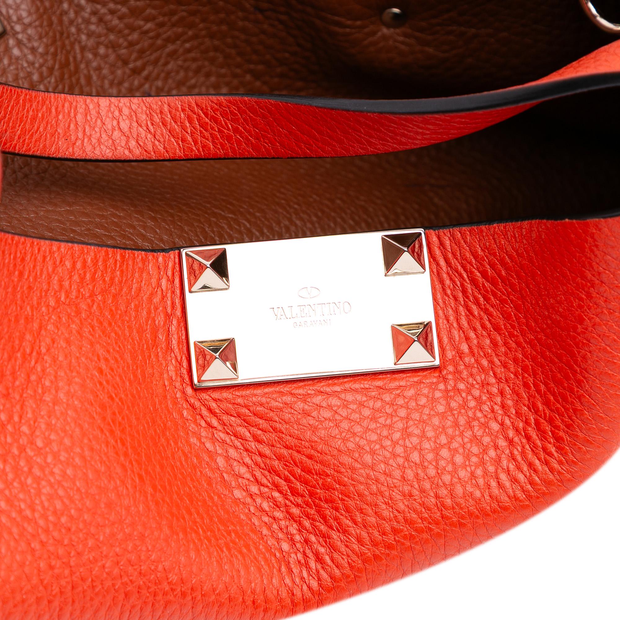 Valentino Small Grained Calfskin Rockstud Flip Lock Tote