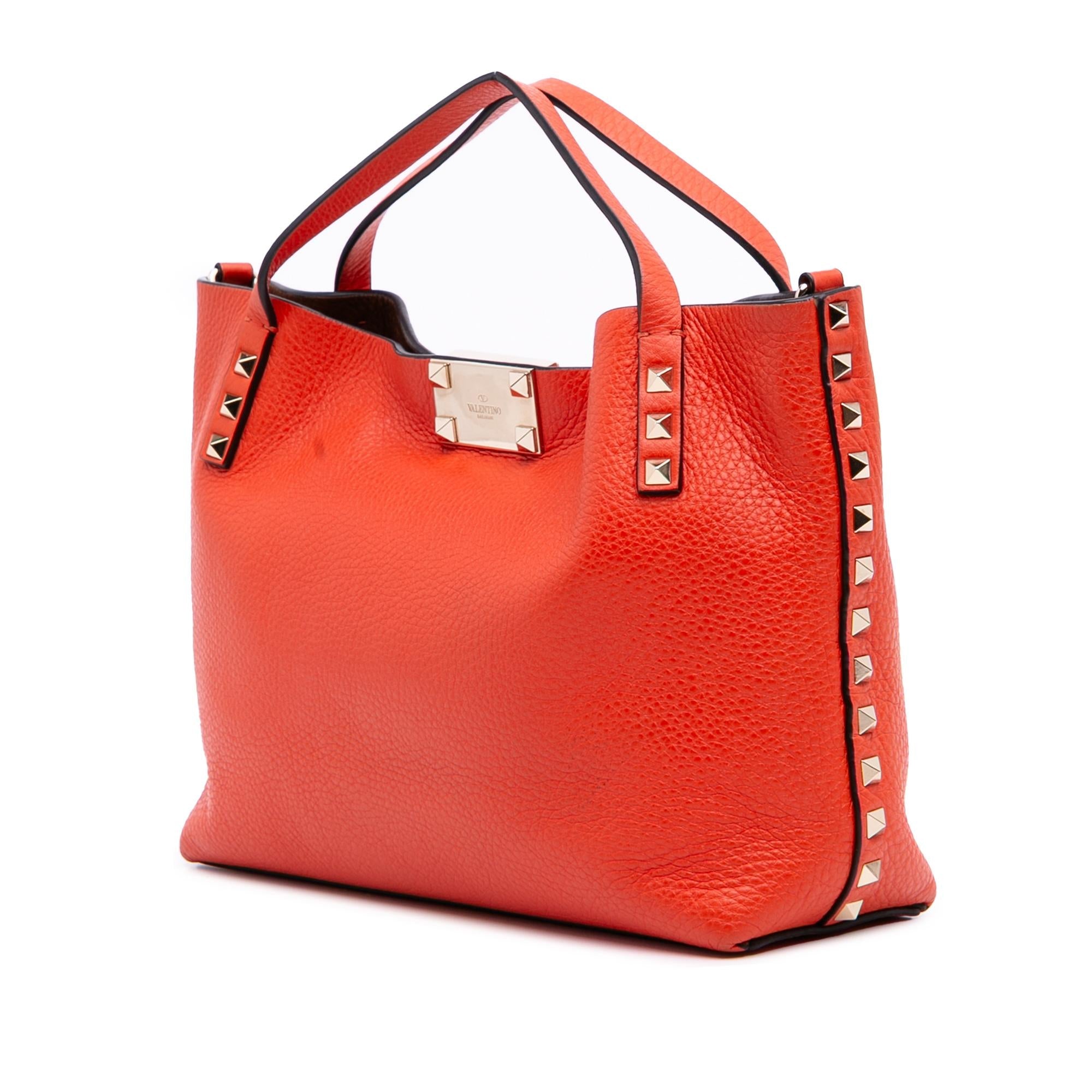 Valentino Small Grained Calfskin Rockstud Flip Lock Tote