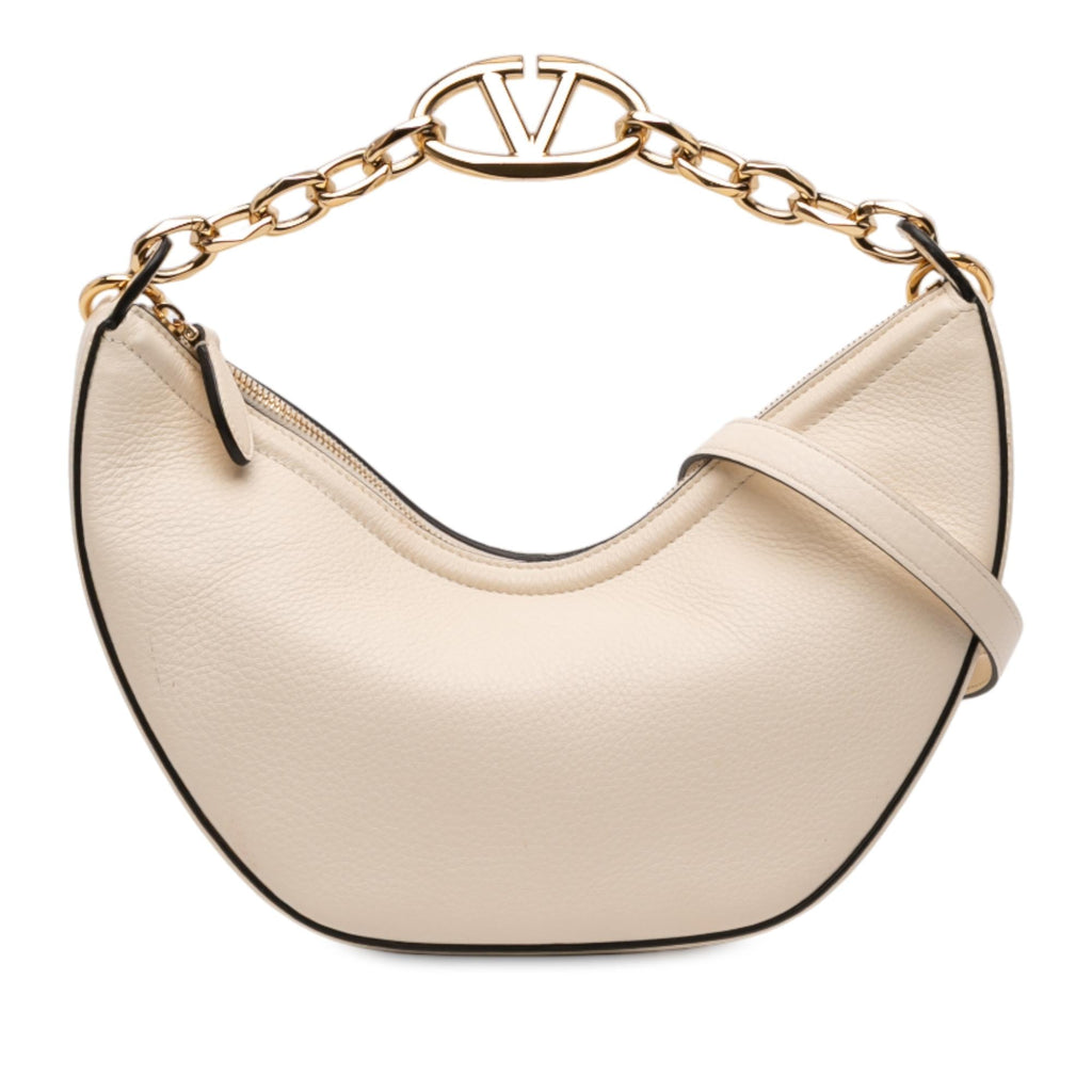 Valentino Small Grainy Calfskin VLogo Moon Hobo
