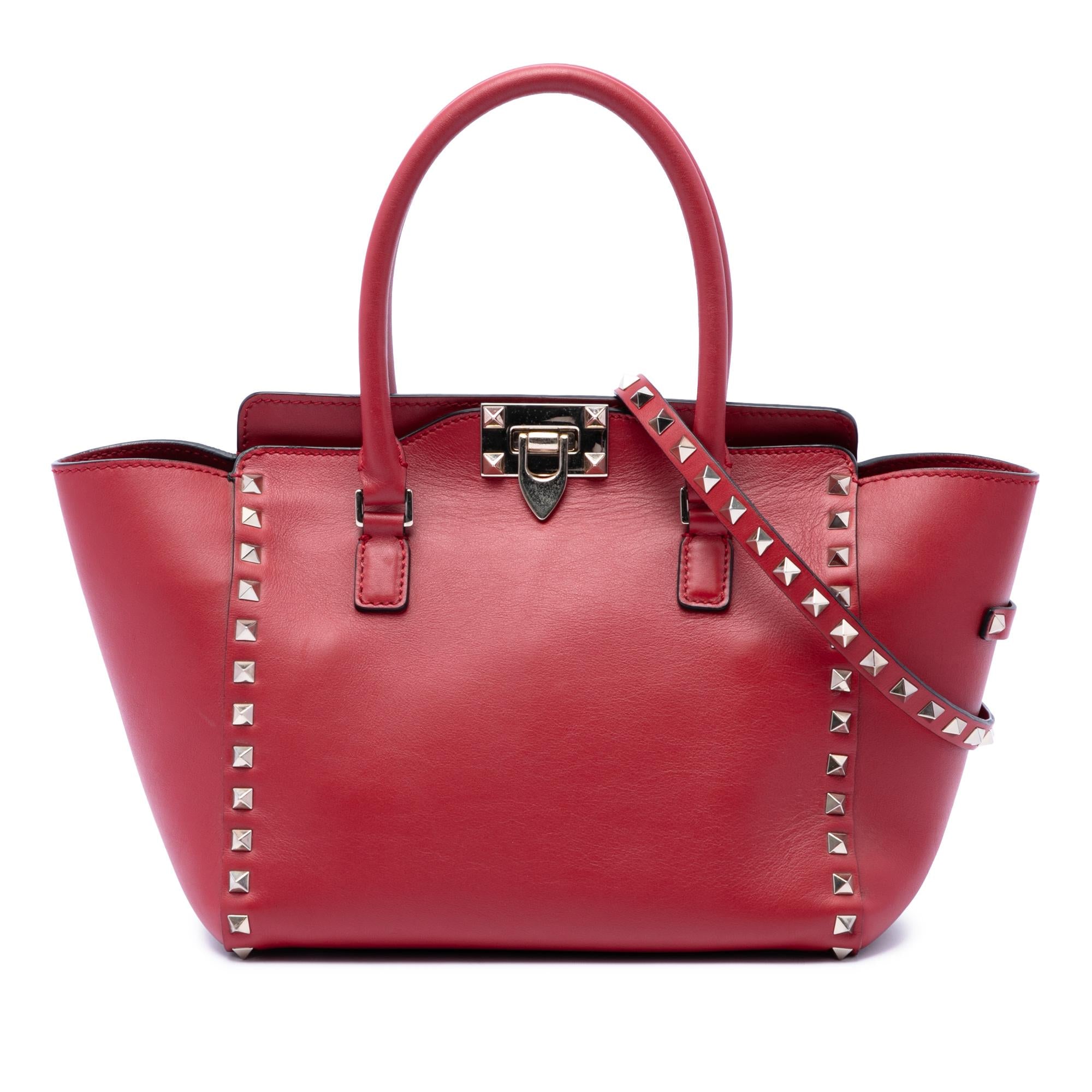 Valentino Small Leather Rockstud Trapeze Satchel