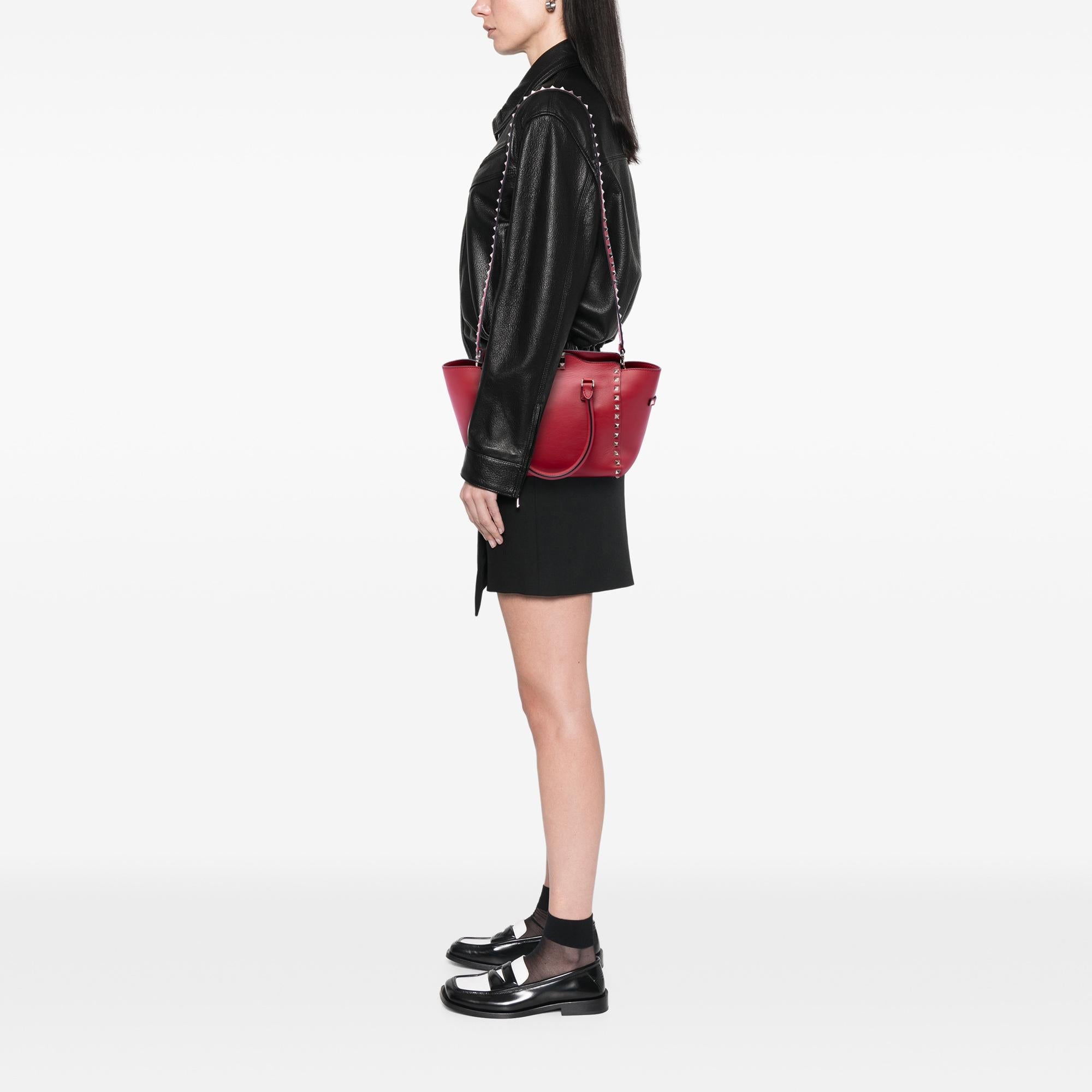 Valentino Small Leather Rockstud Trapeze Satchel