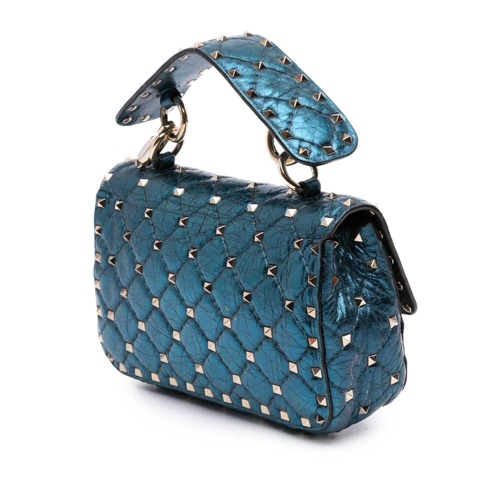 Valentino Small Metallic Lambskin Rockstud Spike Satchel