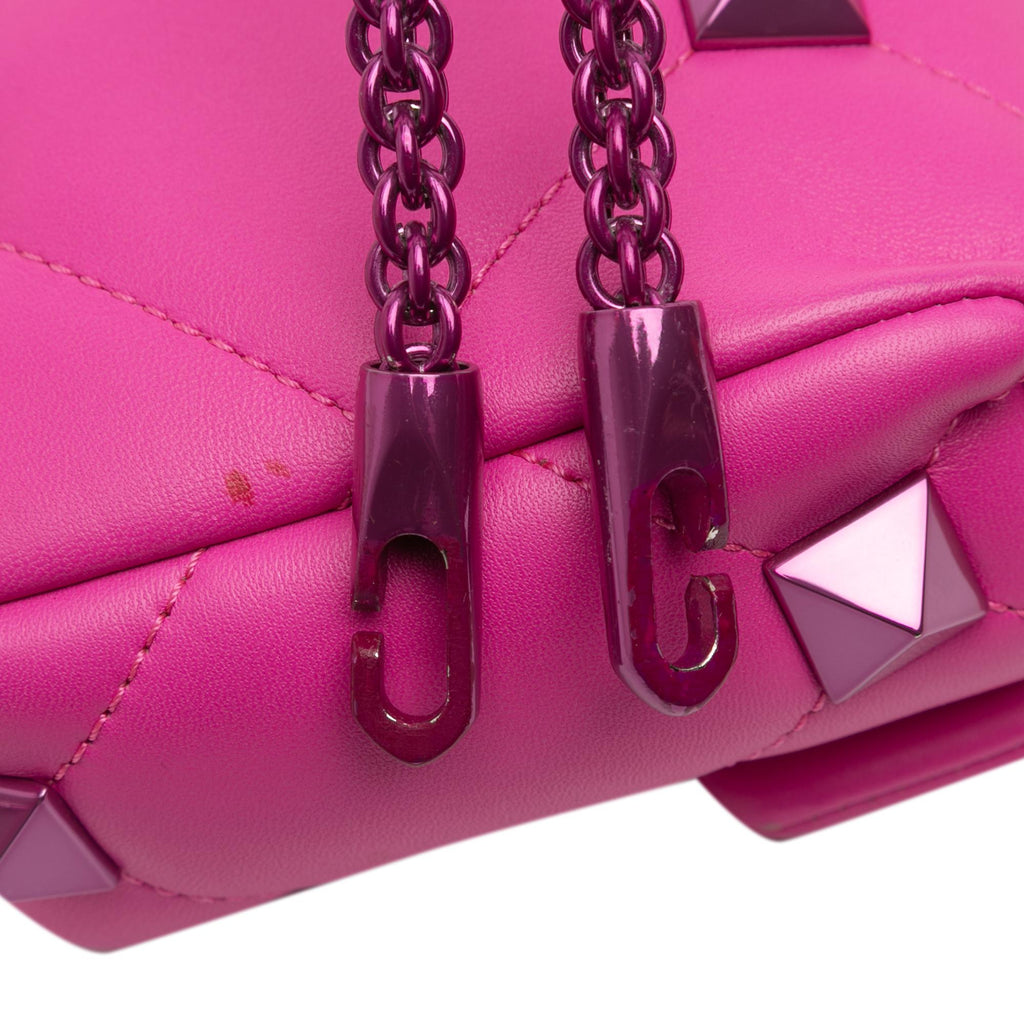 Valentino Small Nappa Lacquer Monochrome Roman Stud Satchel