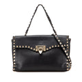 Valentino Small Pebbled Calfskin Rockstud Single Handle Flap