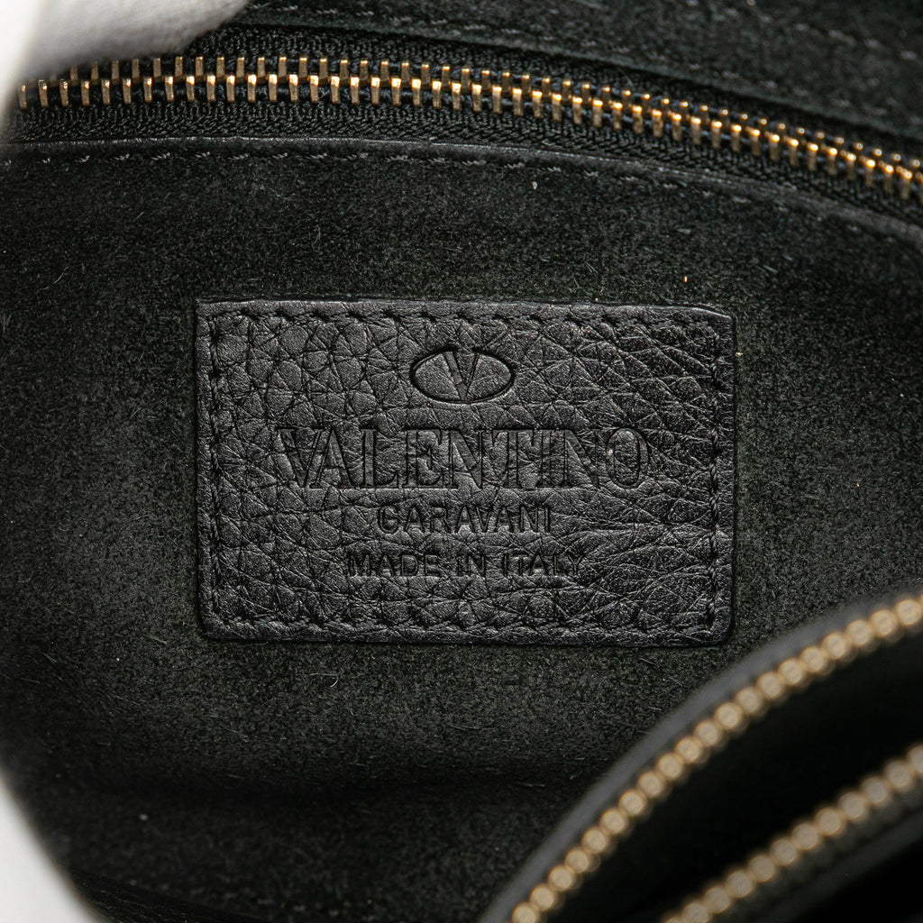 Valentino Small Pebbled Calfskin Rockstud Single Handle Flap