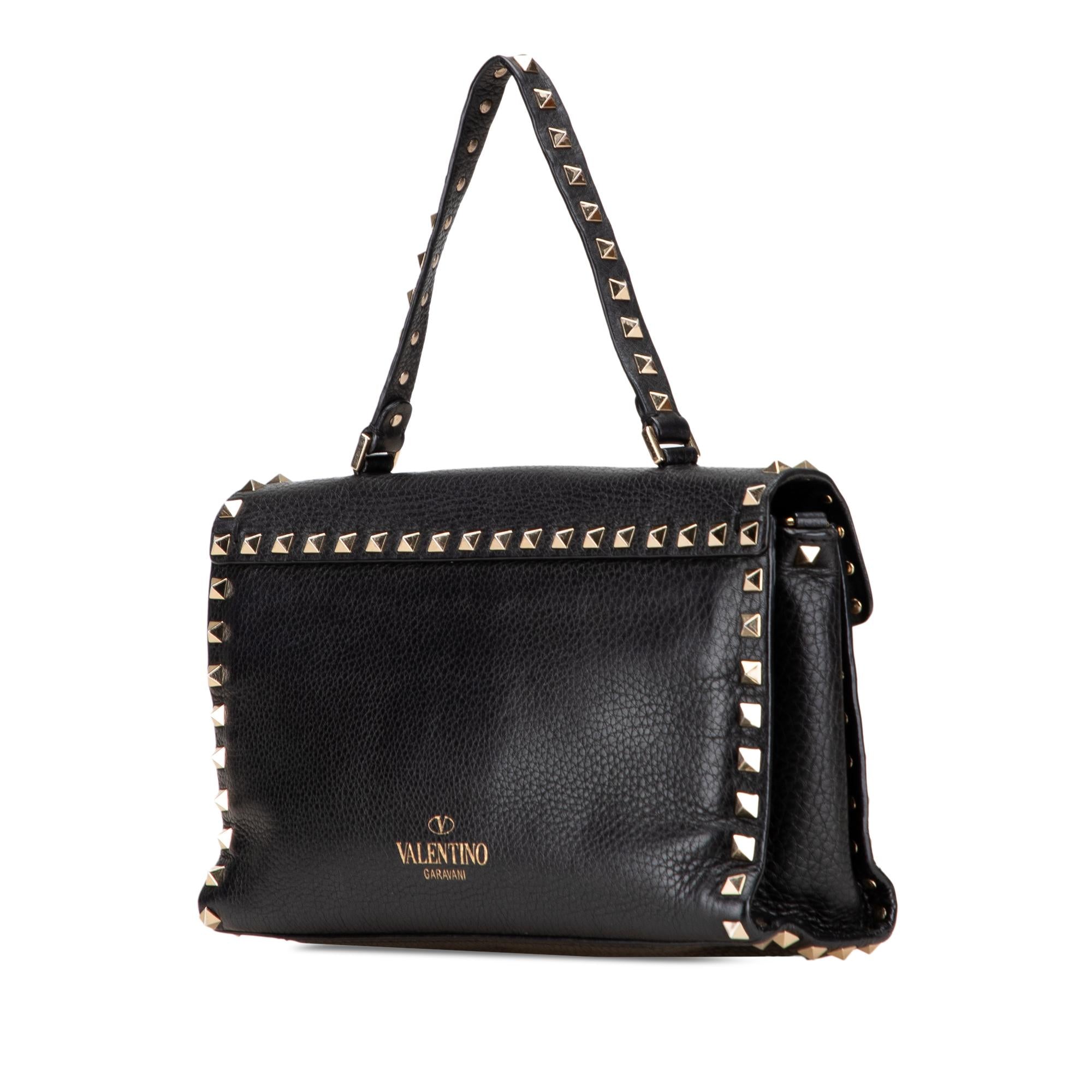 Valentino Small Pebbled Calfskin Rockstud Single Handle Flap