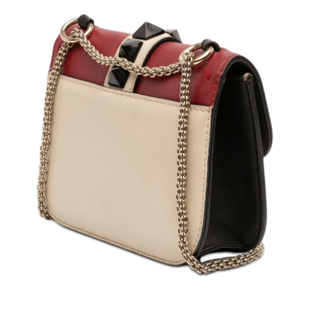 Valentino Small Tricolor Calfskin Rockstud Glam Lock Crossbody
