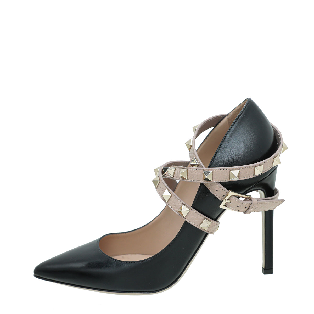 Valentino Black Rockstud Stud Wrap Strap Pump 36