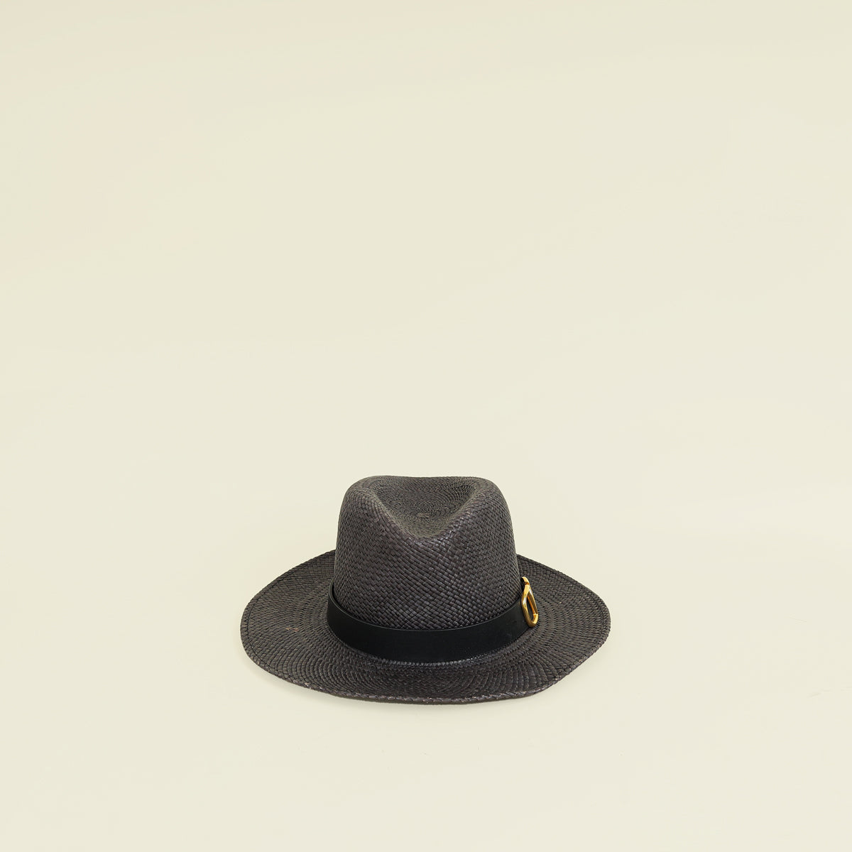 Valentino Black Vlogo Straw Sun Hat