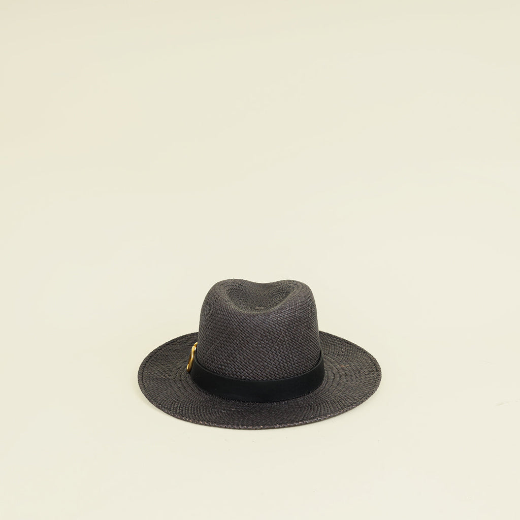 Valentino Black Vlogo Straw Sun Hat