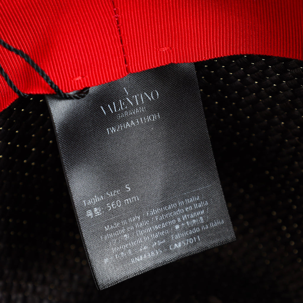 Valentino Black Vlogo Straw Sun Hat