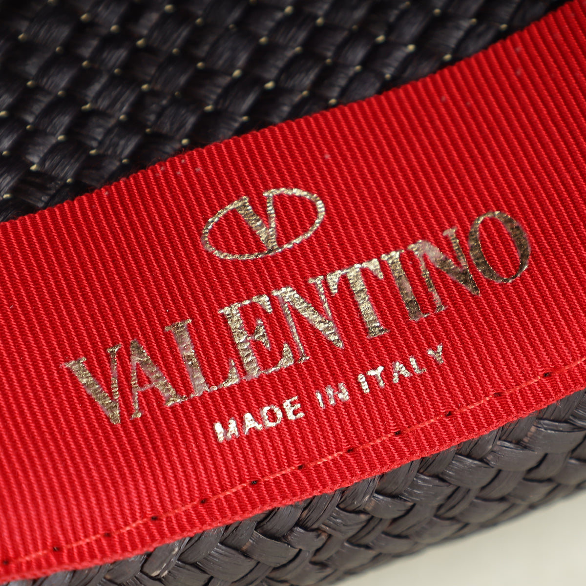 Valentino Black Vlogo Straw Sun Hat