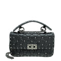 Valentino Black Rockstud Spike Flap Chain Bag Small