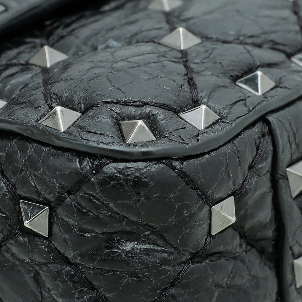 Valentino Black Rockstud Spike Flap Chain Bag Small
