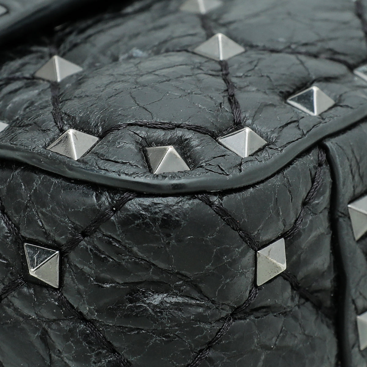 Valentino Black Rockstud Spike Flap Chain Bag Small