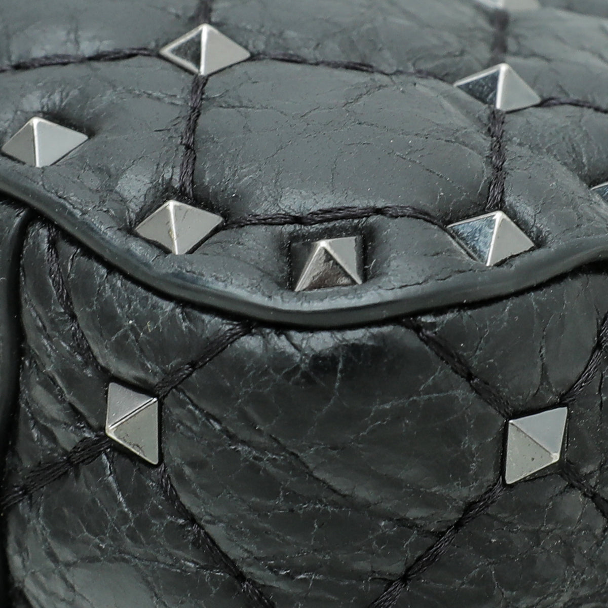 Valentino Black Rockstud Spike Flap Chain Bag Small