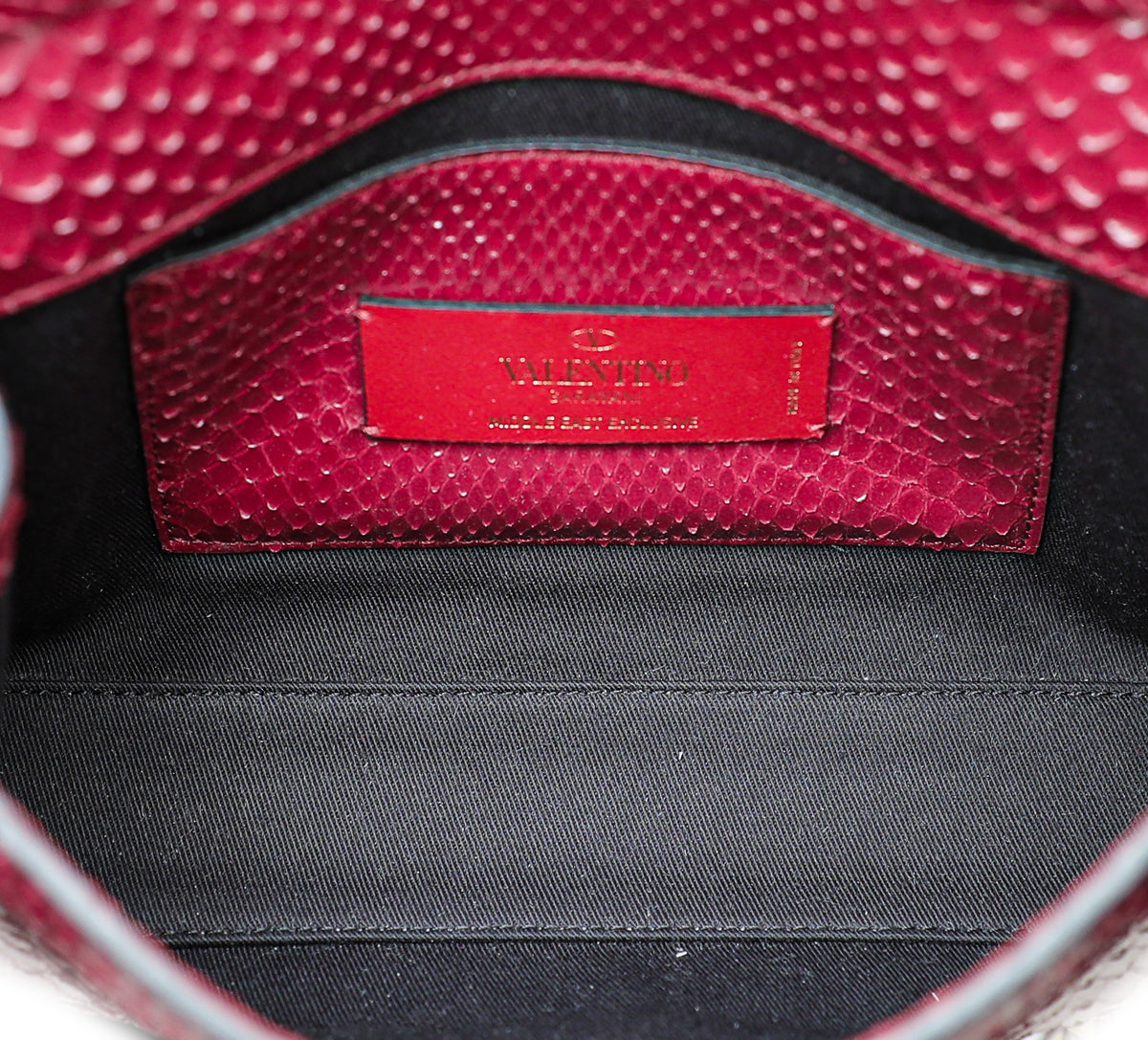 Valentino Maroon Python Rockstud Flip Lock Small Crossbody Bag