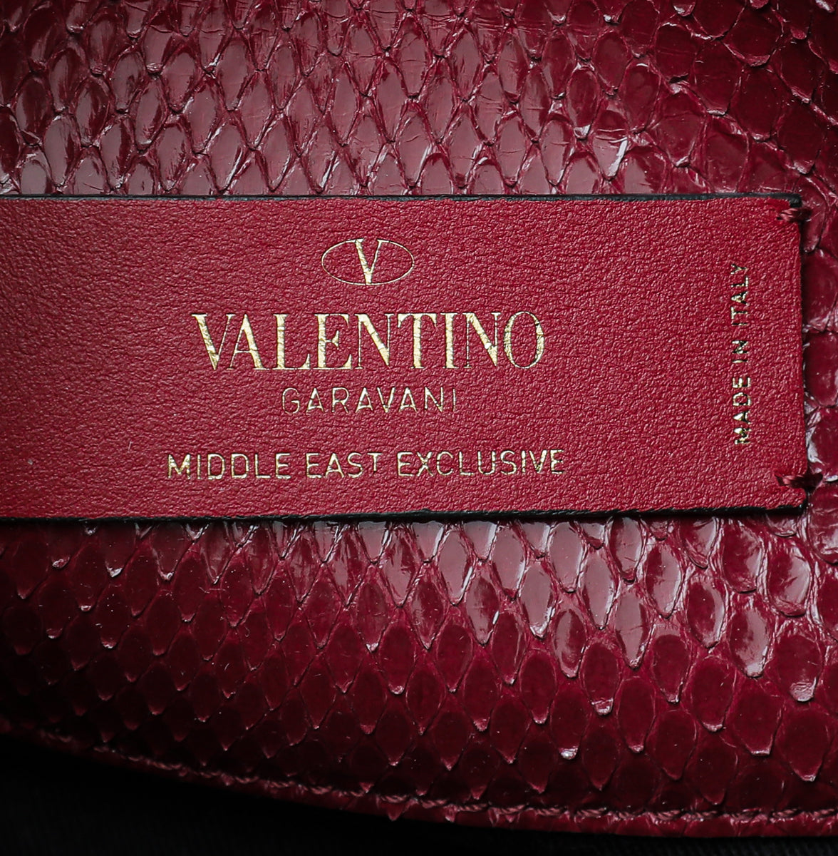 Valentino Maroon Python Rockstud Flip Lock Small Crossbody Bag