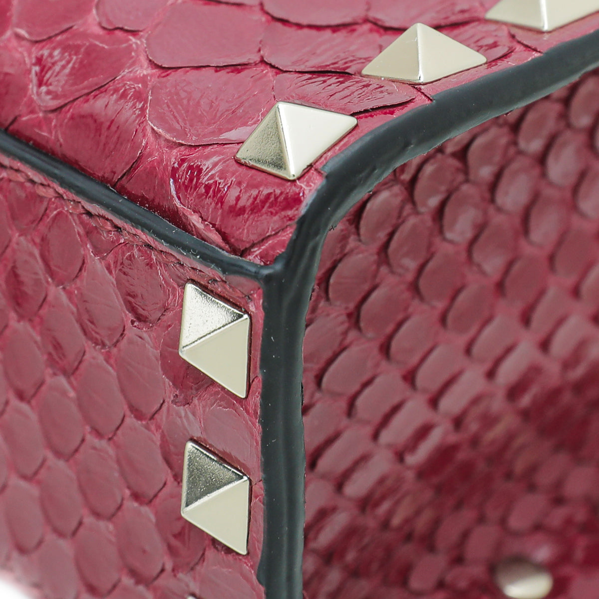 Valentino Maroon Python Rockstud Flip Lock Small Crossbody Bag