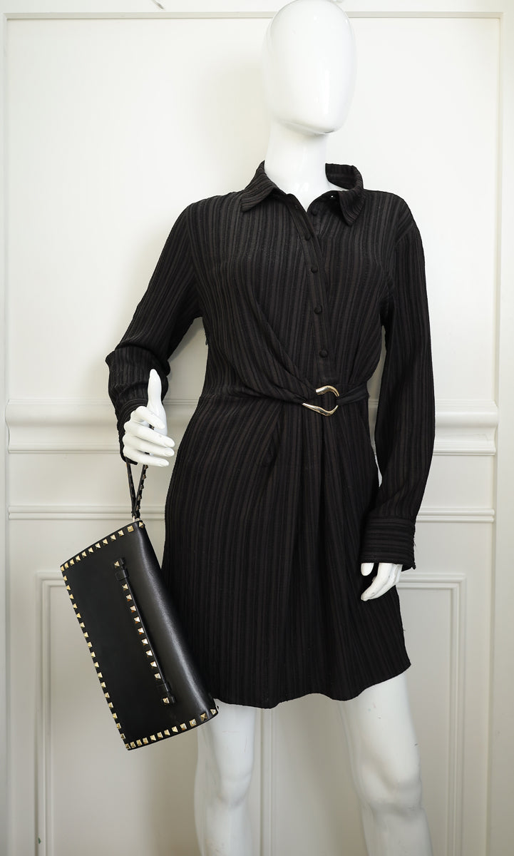 Valentino Black Rockstud Wristlet Clutch