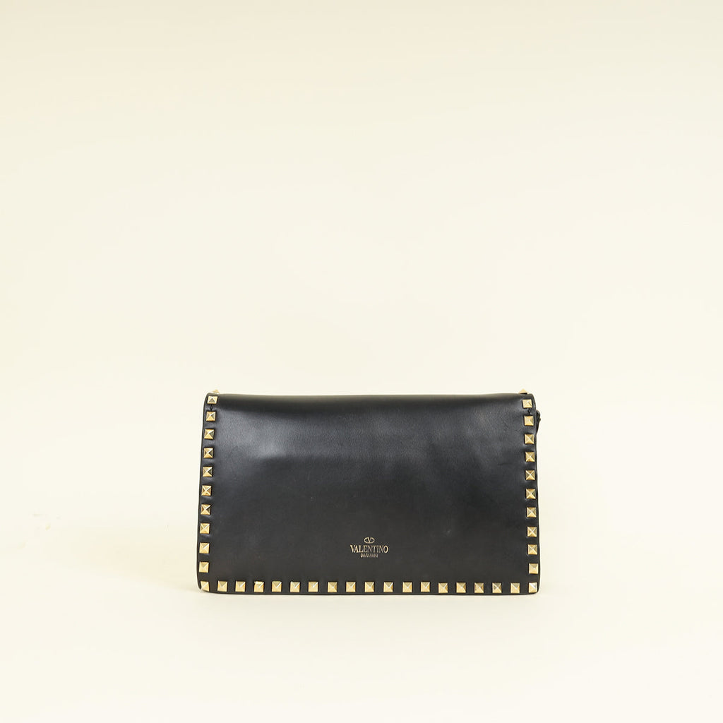 Valentino Black Rockstud Wristlet Clutch