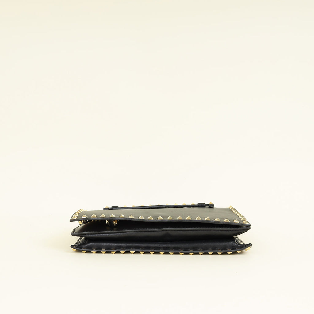 Valentino Black Rockstud Wristlet Clutch