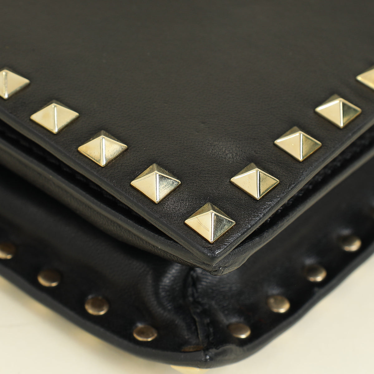 Valentino Black Rockstud Wristlet Clutch