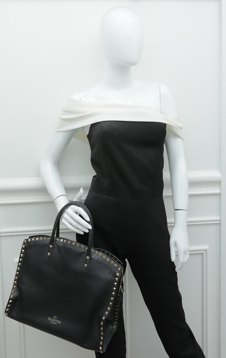 Valentino Black Valentino Rockstud Tote Bag