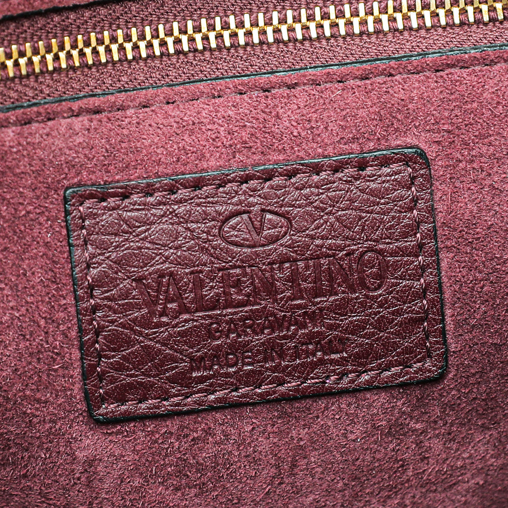Valentino Burgundy B-Rockstud Flap Chain Medium Bag