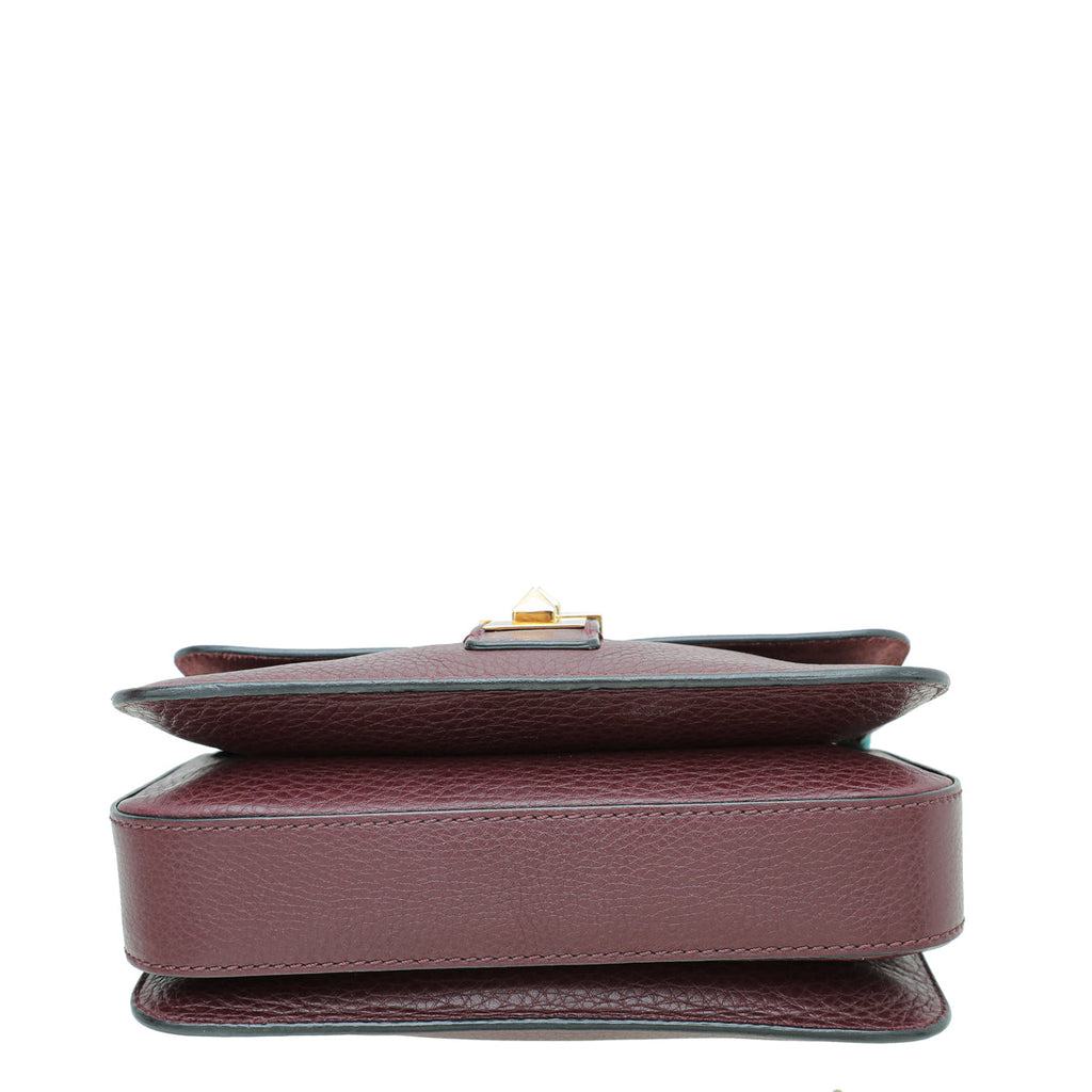 Valentino Burgundy B-Rockstud Flap Chain Medium Bag