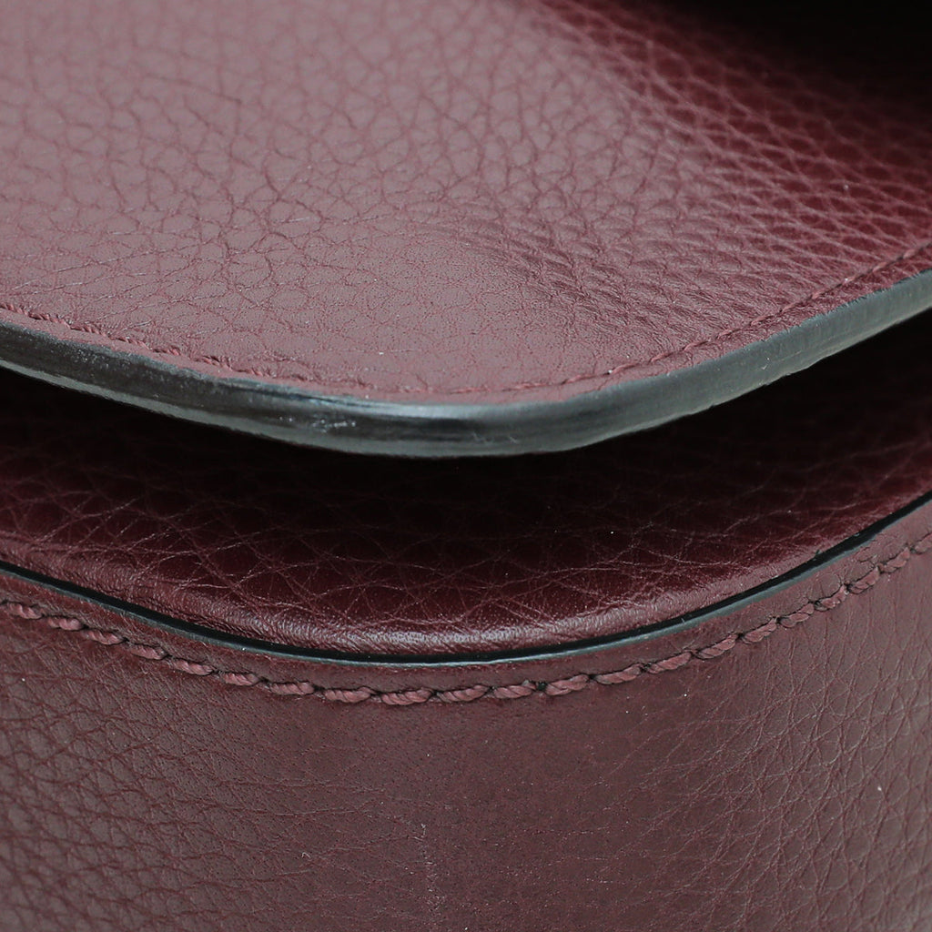Valentino Burgundy B-Rockstud Flap Chain Medium Bag