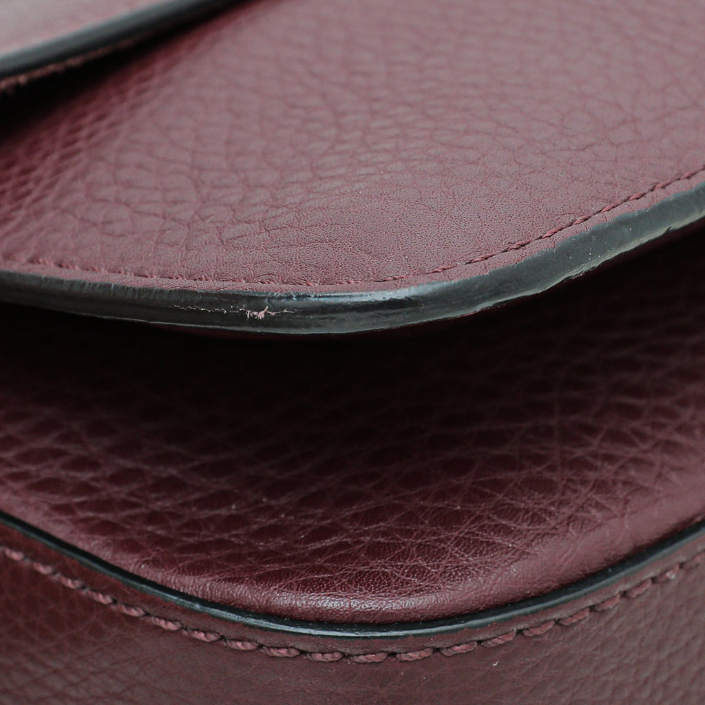 Valentino Burgundy B-Rockstud Flap Chain Medium Bag