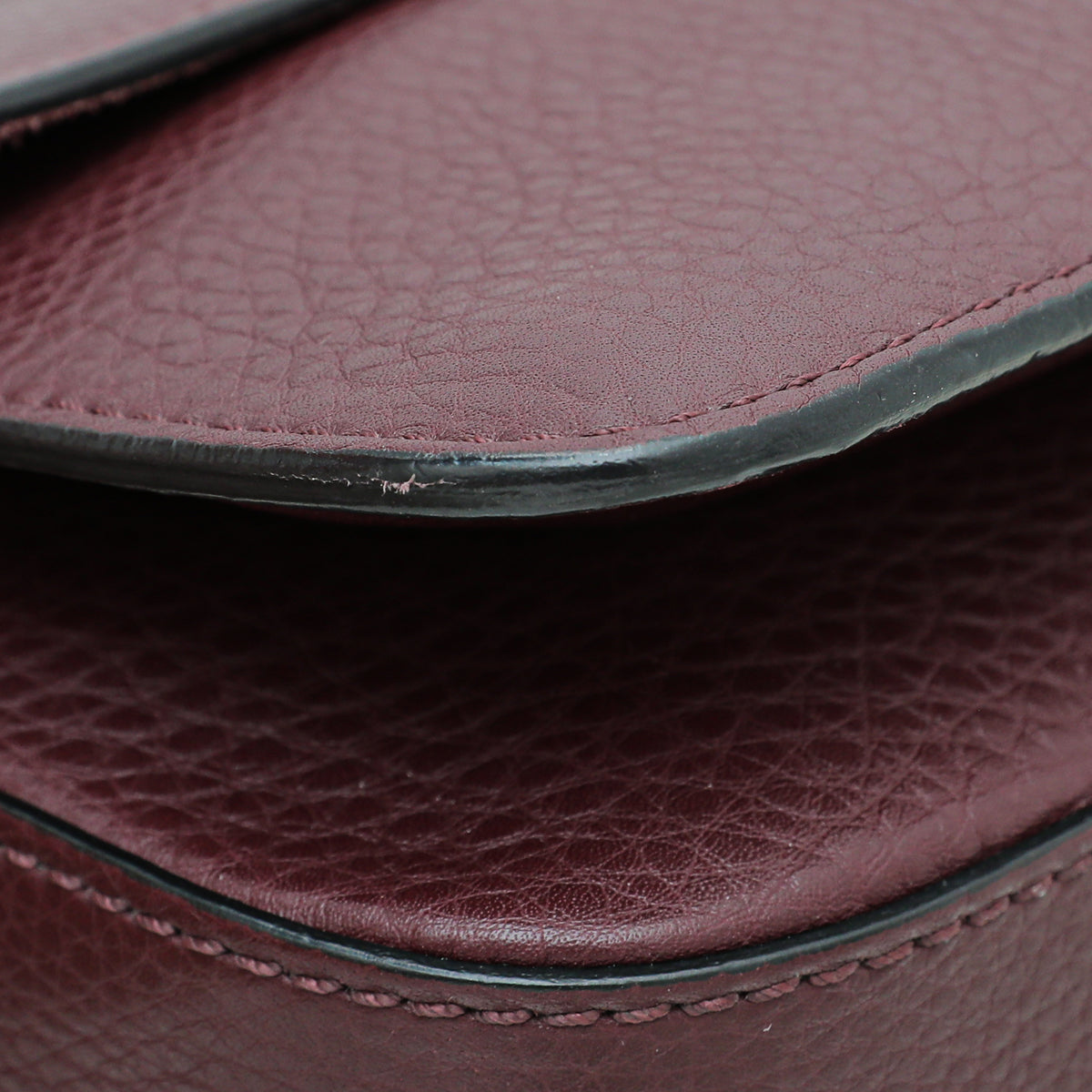Valentino Burgundy B-Rockstud Flap Chain Medium Bag