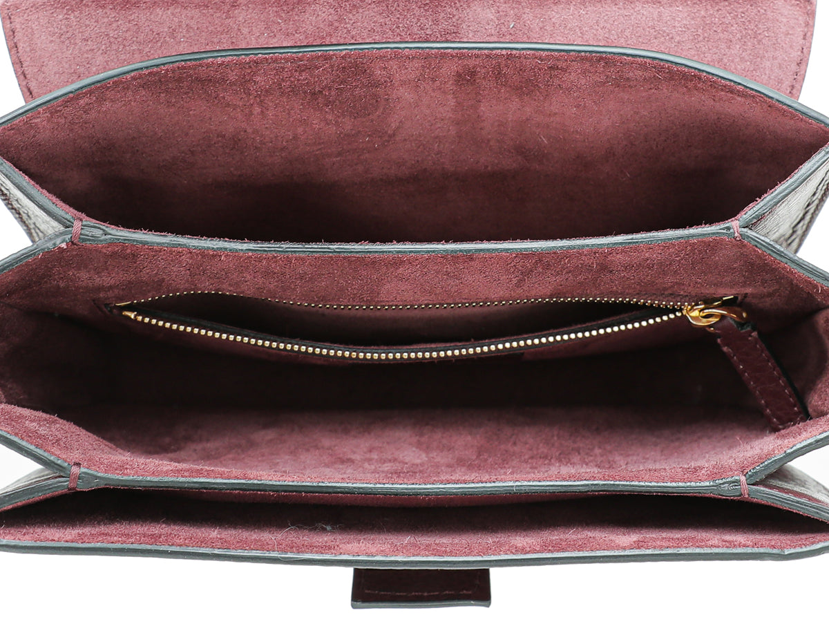 Valentino Burgundy B-Rockstud Flap Chain Medium Bag