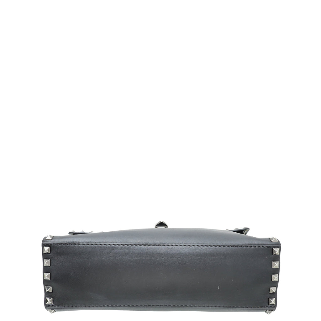 Valentino Black Noir Rockstud Top Handle Flap Bag