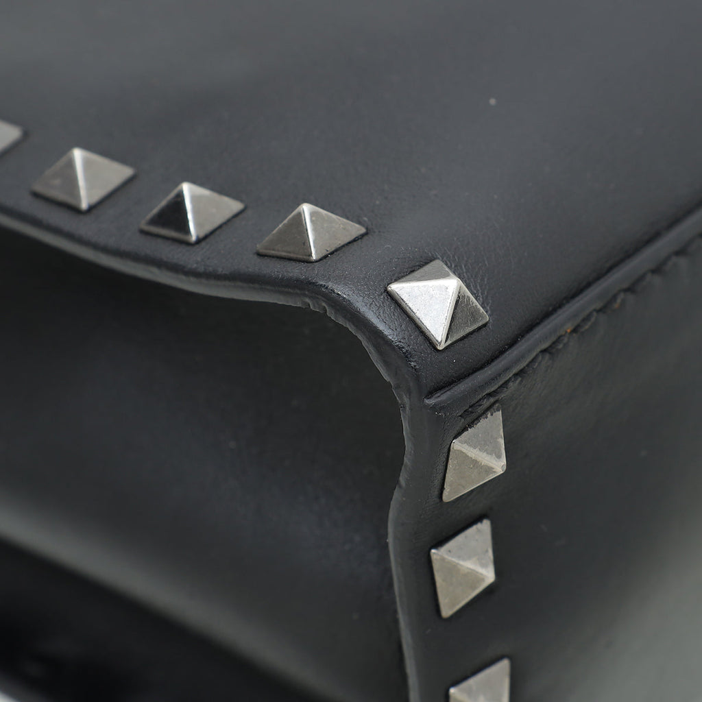 Valentino Black Noir Rockstud Top Handle Flap Bag