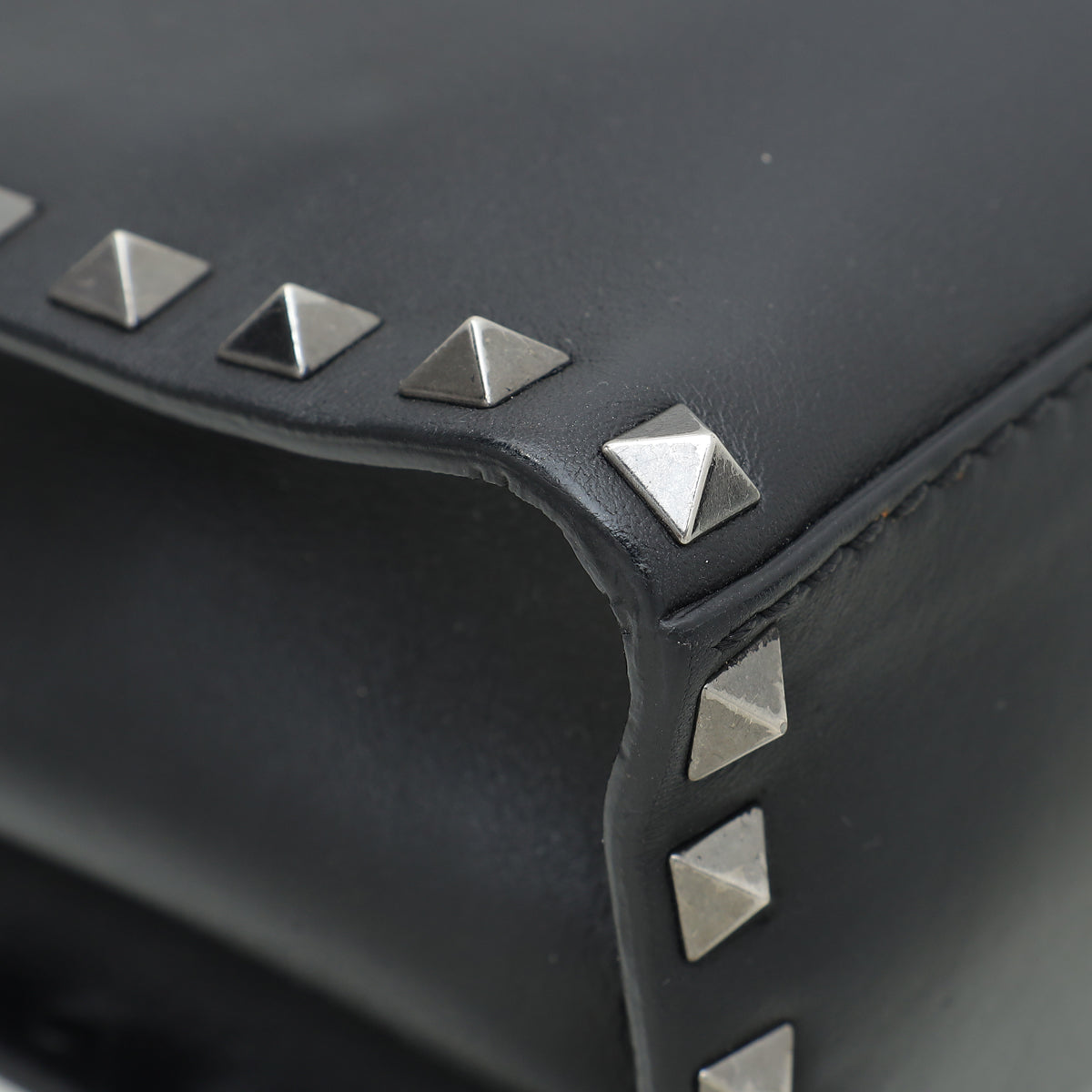 Valentino Black Noir Rockstud Top Handle Flap Bag