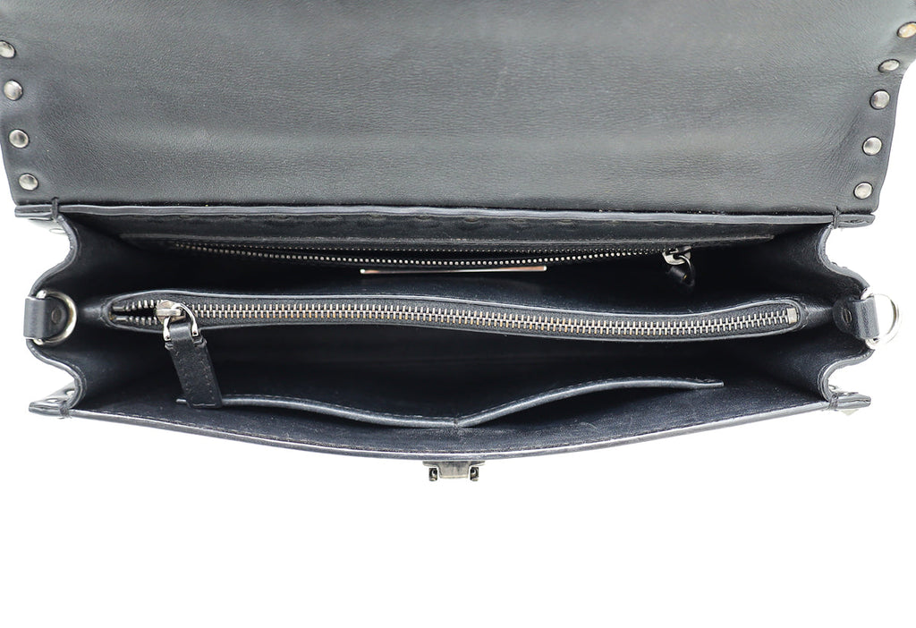 Valentino Black Noir Rockstud Top Handle Flap Bag